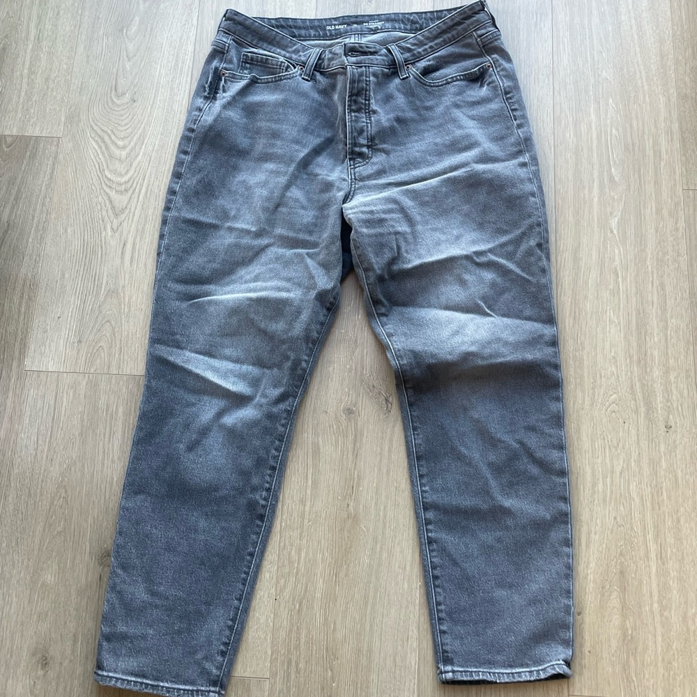 Old Navy OG Straight Leg Button Fly Black Wash Jeans, 14